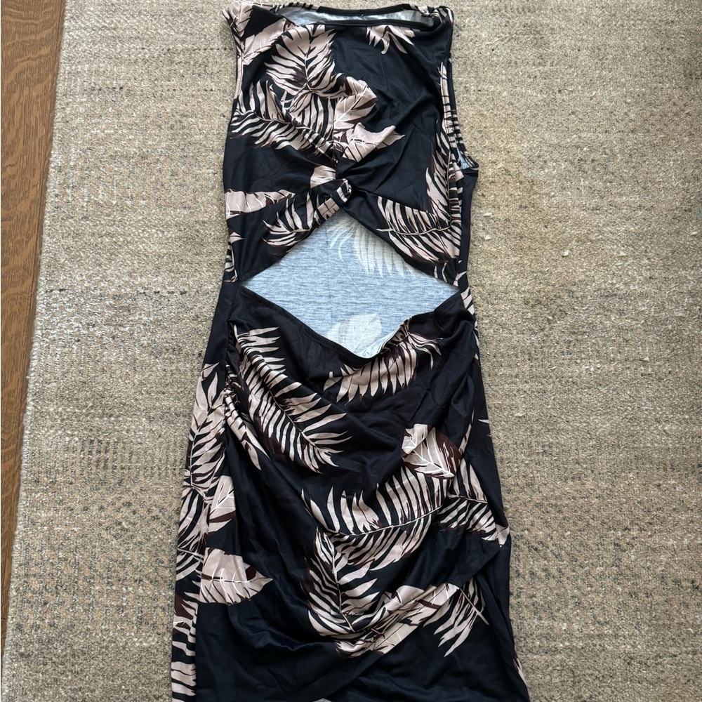 Black and tan floral dress